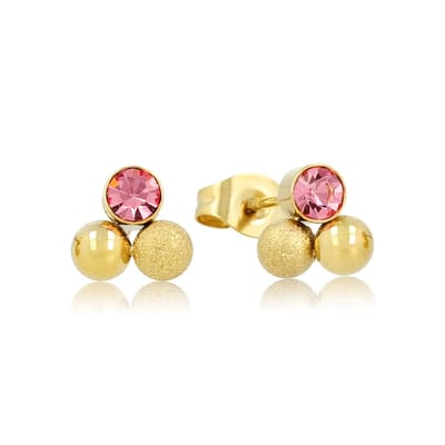 My Bendel - Roze Zirkonia Goudkleurige Oorstekers - Elegant en Uniek - met Luxe Cadeauverpakking | Sieraden Voor Dames