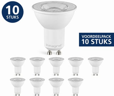 Voordeelpack 10x Integral GU10 LED Lamp 5.7W 600lm 2700K Dimbaar 36° Extra Warm Wit | GU10 | 5.7 watt | 25.000 Branduren