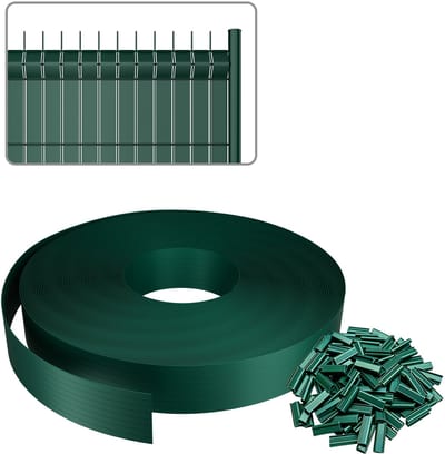 ACXIN PVC Schutting Afsluiting PVC Schutting Strips voor Hekwerk - Tuinscherm en Hekwerk Bekleding 100% Zichtdicht UV-bestendig Weerbestendig - 70 m x 4.7 cm - Groen - 140 Clips