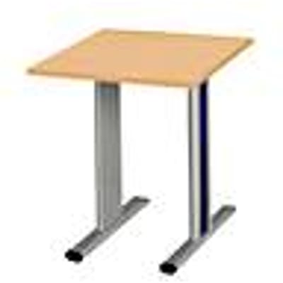 Schäfer Shop  Select Planova vergadertafel, vierkant, 800 x 800 mm, beukendecor, accentlijsten gentiaanblauw