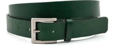Groene leren jeans riem 3,5cm met zilveren gesp - Heren riem - Leer - Jeans riem - Verstelbaar - Maat 85