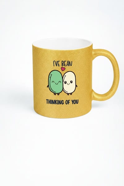 Gouden Glitter Mok I've Bean Thinking of You - Lieve Boontjes Koffie Thee Cadeau