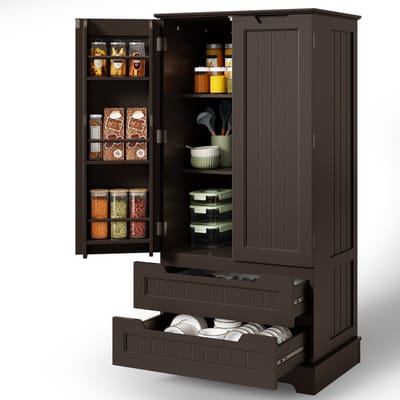 Xbro Keukenkast Vrijstaand – Met 2 Lades en 2 Deuren – Opbergkast – Voor Keuken, Eetkamer of Wasruimte – 40x60x120 cm – Donkelbruin
