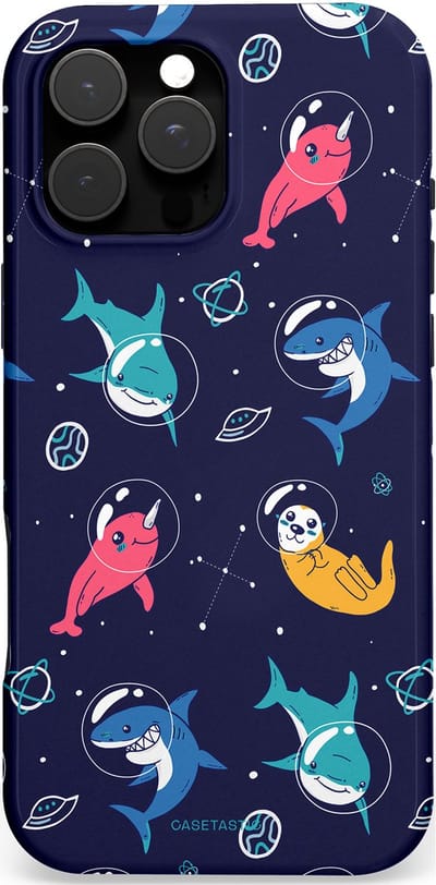Casetastic Hoesje Geschikt voor Apple iPhone 16 Pro Max Magsafe - Stijlvolle Beschermende Duo-layer Case - Ruimte Oceaan Blauw