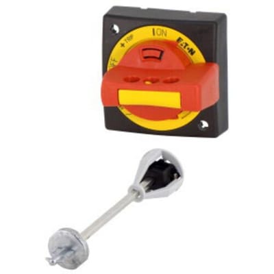 Eaton PKZ0-XRH-MCC 106137 Deurkoppeling hendel Uitschakelbaar (l x b x h) 64 x 64 x 54 mm NOT-AUS Rood, Geel 1 stuk(s) Piece