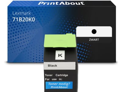 PrintAbout huismerk Toner 71B20K0 Zwart Geschikt voor Lexmark