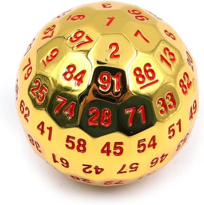 Luxe Metalen D100 Dobbelsteen 100 Zijden voor Rollenspellen en Bordspellen - 50mm