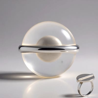 Cavill - 925 Sterling Zilveren Ring - Witte Braziliaanse Agaat 9,5 Karaat - Ronde Agaat Ring - Moderne Zilveren Sieraden Dames