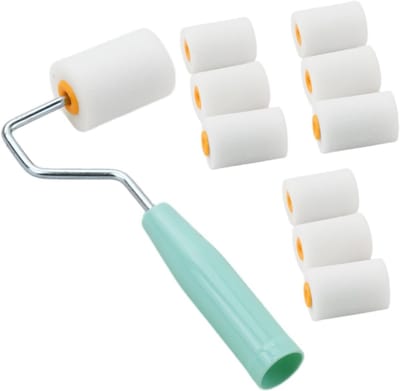 Kleine set van 10 stuks verfrollers, 5 inch schuimverfrollers voor muurverf, lak en meubels, ideaal voor hoeken en doe-het-zelf schilderprojecten (50 x 35 mm)