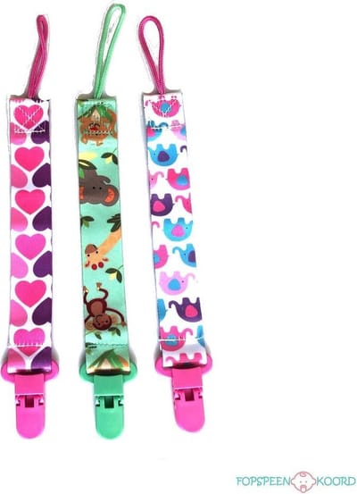 Set 3 stuks speenkoord – Animals & Hearts
