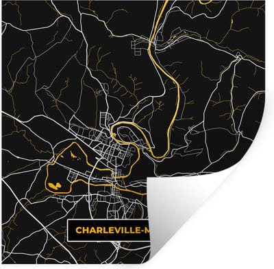 Muurstickers - Sticker Folie - Frankrijk - Charleville-Mezières- Stadskaart - Kaart - Plattegrond - 100x100 cm - Plakfolie - Muurstickers Kinderkamer - Zelfklevend Behang XXL - Zelfklevend behangpapier - Stickerfolie