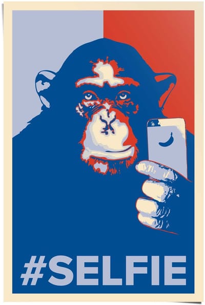 Poster Selfie Monkey - 91,5 x 61 - Papier - REINDERS
