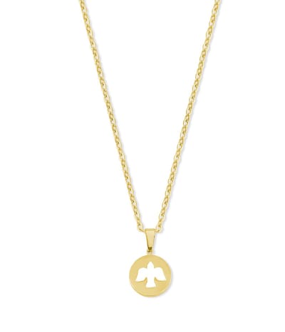 CO88 Collection 8CN-26428 Stalen Ketting met Hangertje - Engel - 15mm - 40+5cm - Ankerschakel - 1,5mm - Cadeau voor haar - Staal - Goudkleurig
