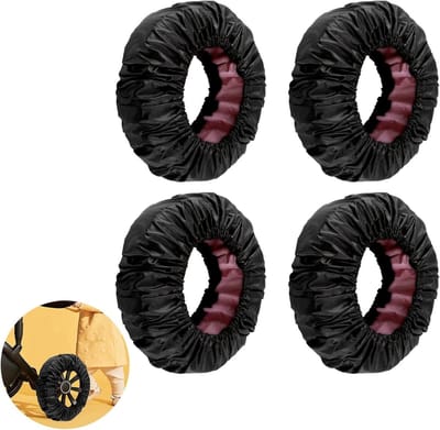 Allecto Plus - Waterdichte bandhoesjes voor kinderwagen - Set van 4 - Zwart - Kinderwagen accessoires - Bescherming tegen stof - Universele pasvorm