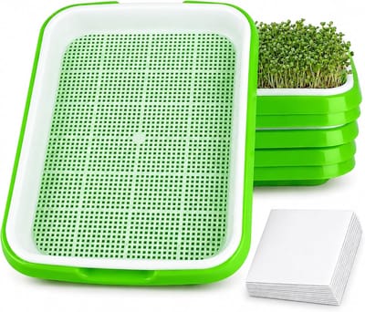 6 Pack Zaadsproeierbak, zaailingdienblad kiembakken Greenhouse Effect Propagator Zaadkieming Hydrocultuur Zaaien Kiemvorming Kas Tray voor Familie Tuin binnen en buiten