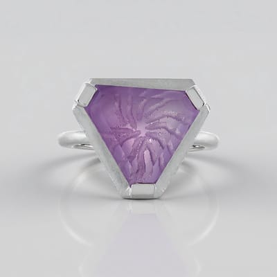 Cavill - Zilveren ring 925 Sterling Geplatineerd - Lavendel Amethist 6,676 ct Braziliaans Zeshoekig Fancy - Elegant Monosono Collection