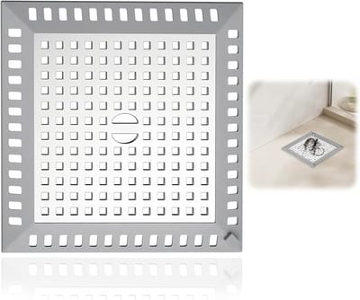 Doucheafvoerrooster RVS 304 met Antislip Siliconen Frame 12,3x12,3cm