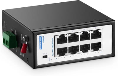 Industriële Switch - Netwerk Hub - Betrouwbaar Internet - 8 Gigabit Poorten - Compact Formaat - Zwart