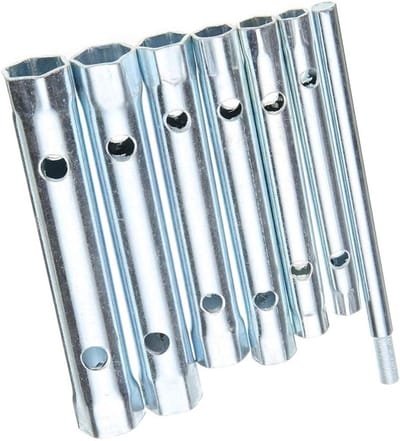 Complete Set van 7 Stuks Steeksleutels en Dopsleutels voor Loodgieterswerkzaamheden en Onderhoud