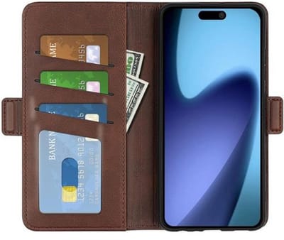 Mobiq - PU Lederen Wallet Hoesje met Sluiting geschikt voor iPhone 17 Air - donkerbruin