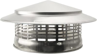 Ronde roestvrijstalen schoorsteenkap met regenbescherming en vogelwering voor optimale ventilatie