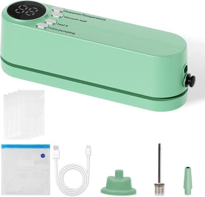 Mini Vacuümmachine - Voedsel Sealer - Levensmiddelen Bewaren - Draadloos Oplaadbaar - 60 kPa Zuigkracht - Groen