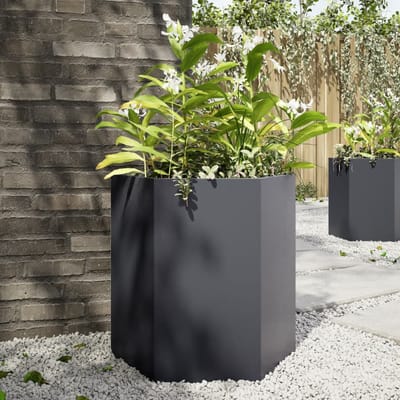 vidaXL - Plantenbak - zeshoek - 46x40x45 - cm - staal - antracietkleurig