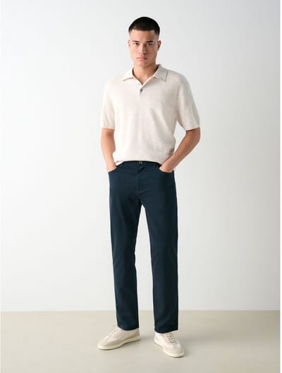 Next - Heren - N.Premium zacht aanvoelende slim-fit broek met 5 zakken - Blauw