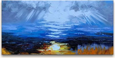 Handgeschilderd schilderij Olieverf op Canvas - Zeeaanzicht bij Dageraad