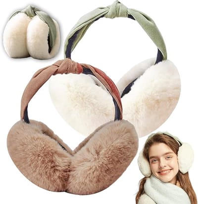 Famanu – Oorwarmers voor dames, set van 2, opvouwbaar en warm, zachte pluche uitvoering