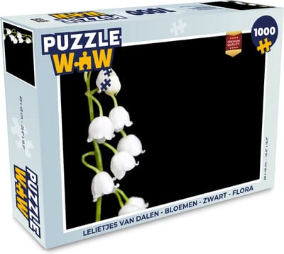Puzzel Lelietjes van dalen - Bloemen - Zwart - Flora - Legpuzzel - Puzzel 1000 stukjes volwassenen
