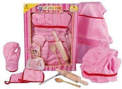 Playwood Keukenschort set 6 delig rode ruit