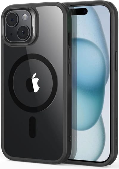 ESR Classic Hybrid HaloLock Hoesje Geschikt voor Apple iPhone 15 Plus | Compatibel met MagSafe en HaloLock | Back Cover met Magneet | Transparant Zwart