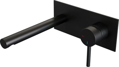 Brauer Black Carving inbouw wastafelmengkraan met rechte uitloop en afdekplaat model A1 mat zwart