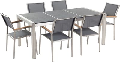 GROSSETO - Tuinset voor 6 Stoelen - Grafietgrijs - Graniet