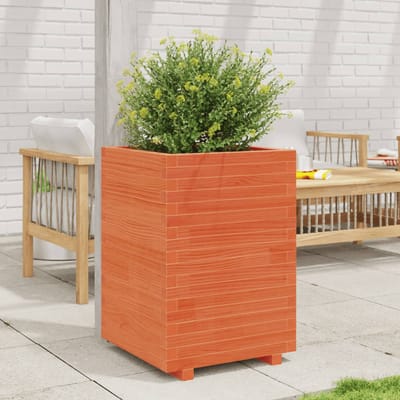 vidaXL - Plantenbak - 50x50x72,5 - cm - massief - grenenhout - wasbruin