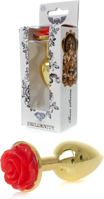 bossoftoys Anaal - Goud - Plug - Buttplug - Rozenblad - Rood - 64-00125