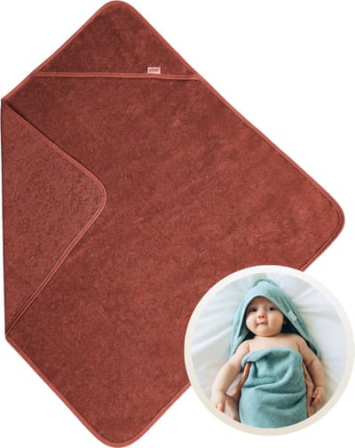 Funnies Badcape Copper 80x80 cm - Zachte Badcape Baby / Omslagdoek / Handdoek met Capuchon - Gemaakt van 100% Katoenen Badstof - Absorberend en Comfortabel - Perfect voor Warmte en Droogte na het Badderen