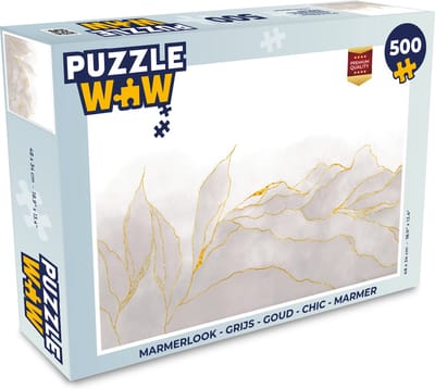 Puzzel Marmerlook - Grijs - Goud - Chic - Marmer print - Legpuzzel - Puzzel 500 stukjes