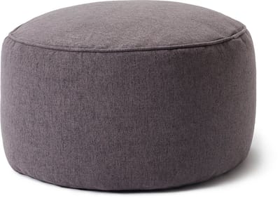 Lumaland Zitzak poef | Compacte zitzak met 3-in-1-functie: comfortabele poef, handig tafeltje en stijlvolle voetenbank voor binnen en buiten | Met flexibele EPS-vulling | Ø 25 x 45 cm - Donkergrijs