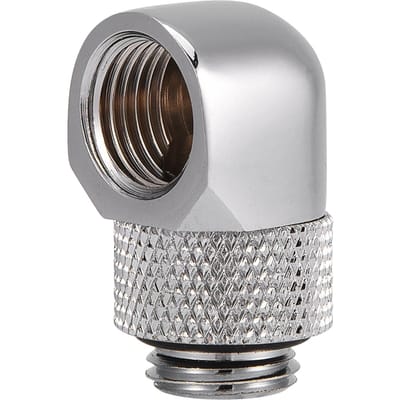 90 Graden PC Waterkoeling Twee touch Fitting G14 Draad Elleboog Barb Aansluiting voor Buis Zilver