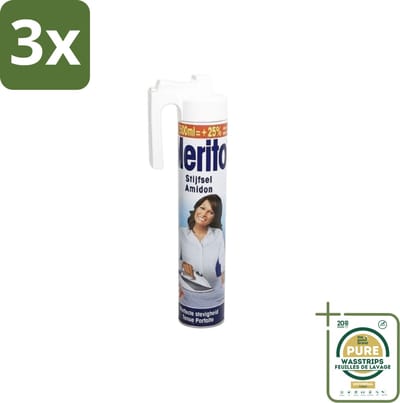 3 x Merito - Stijfsel - 500 ml - Grootverpakking - Stijfsel Linnen - Stijfsel Voor Linnen - Stijfsel Voor Kleding - Stijfsel Voor Kast - Stijfsel Voor Kleding Verzorging
