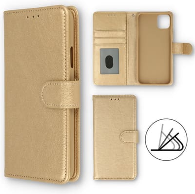 HB Hoesje Geschikt voor Samsung Galaxy S22 - Goud - Luxe Kunstlederen Portemonnee Book Case