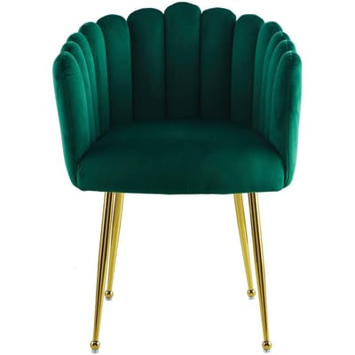 Underbar - Eetkamerstoel Muna - Groen - Velours - 59x56x85cm (LxBxH) - Belastbaar tot 150KG