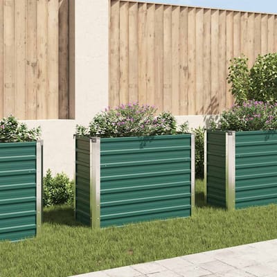 vidaXL - Plantenbak - verhoogd - 100x40x77 - cm - gegalvaniseerd - staal - groen