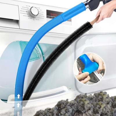Tweedelige wasdrogerventilatie reinigingsset | Universeel compatibel met meeste stofzuigers | Met connector en snelle pluizenverwijderaar voor droger en slang