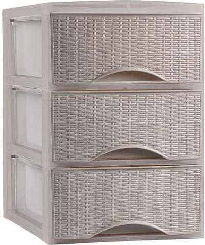 Plasticforte Thuis kantoor organizer ladeblok - taupe - kunststof - 26 x 37 cm - 3 lades