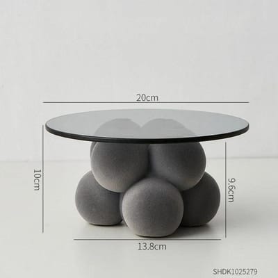 Dienblad met bolvormige decoratie van hars in Scandinavische stijl, geschikt voor fruit, als kandelaar of multifunctioneel dienblad voor de woonkamer. gray