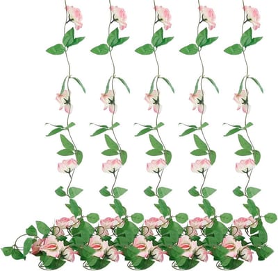 6 stuks 100 cm kunstmatige rozenwijnstok nepbloemenslinger, groene klimop en zijden rozen voor decoratie in huis, hotel en bruiloften