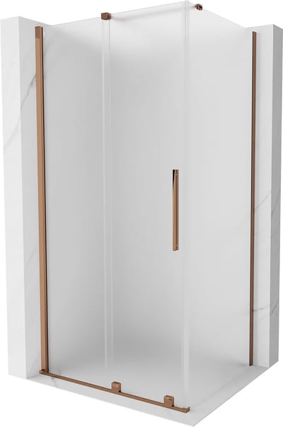 Mexen Velar douchecabine schuifdeur 90 x 70 , matglas, roze goud - 871-090-070-31-60